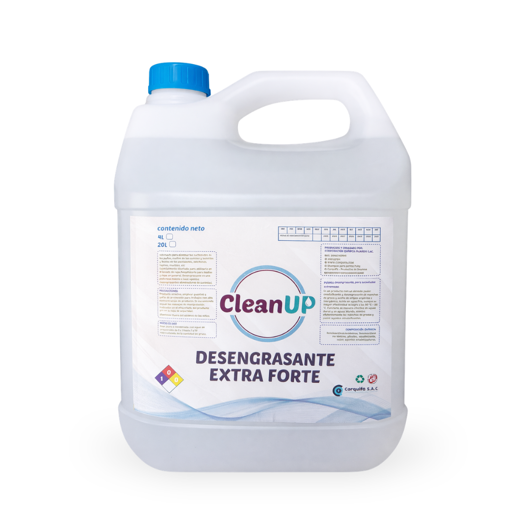 Galon de 4 litros de Desengrasante extra fuerte para colchones, ideal para eliminar olores y manchas difíciles.