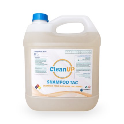 Un galon de Producto de limpieza para alfombras, un shampoo que elimina manchas y deja un aroma fresco en tu alfombra.