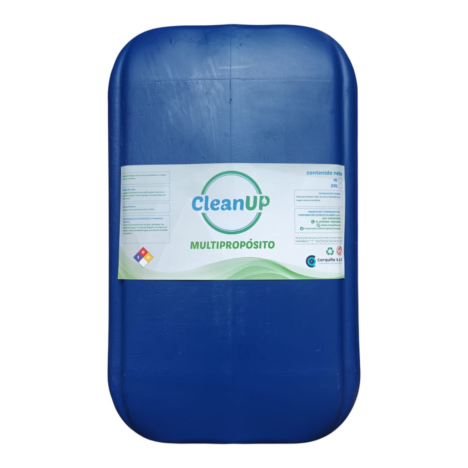 Producto de limpieza multiusos en envase azul, adecuado para mantener la higiene en diversas superficies.