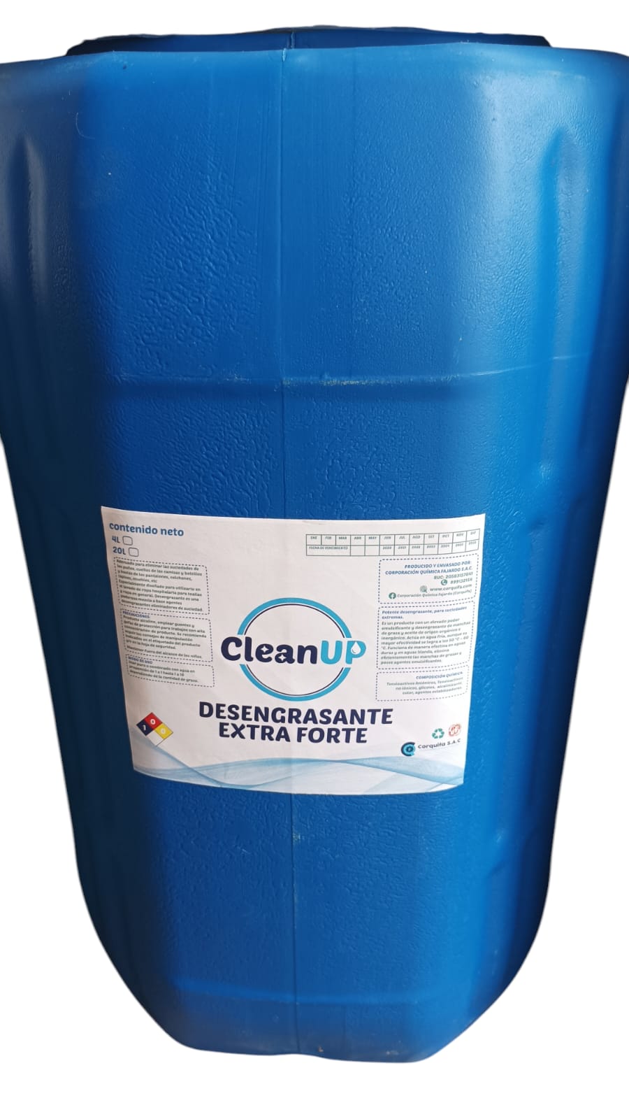 Un bidon de liquido de desengrasante extra forte para limpieza ropa