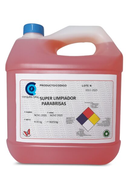 Galon de 4 litros de super limpiador para parabrisas.