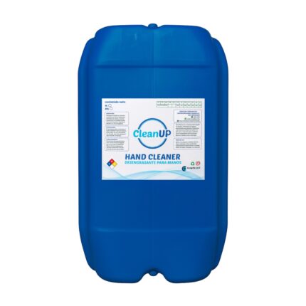 Bidon azul de 20 litros contiene desengrasante para manos mecanico biodegradable.