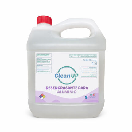 Un galon de 4 litros en fondo blanco que contiene desengrasante para aluminio.